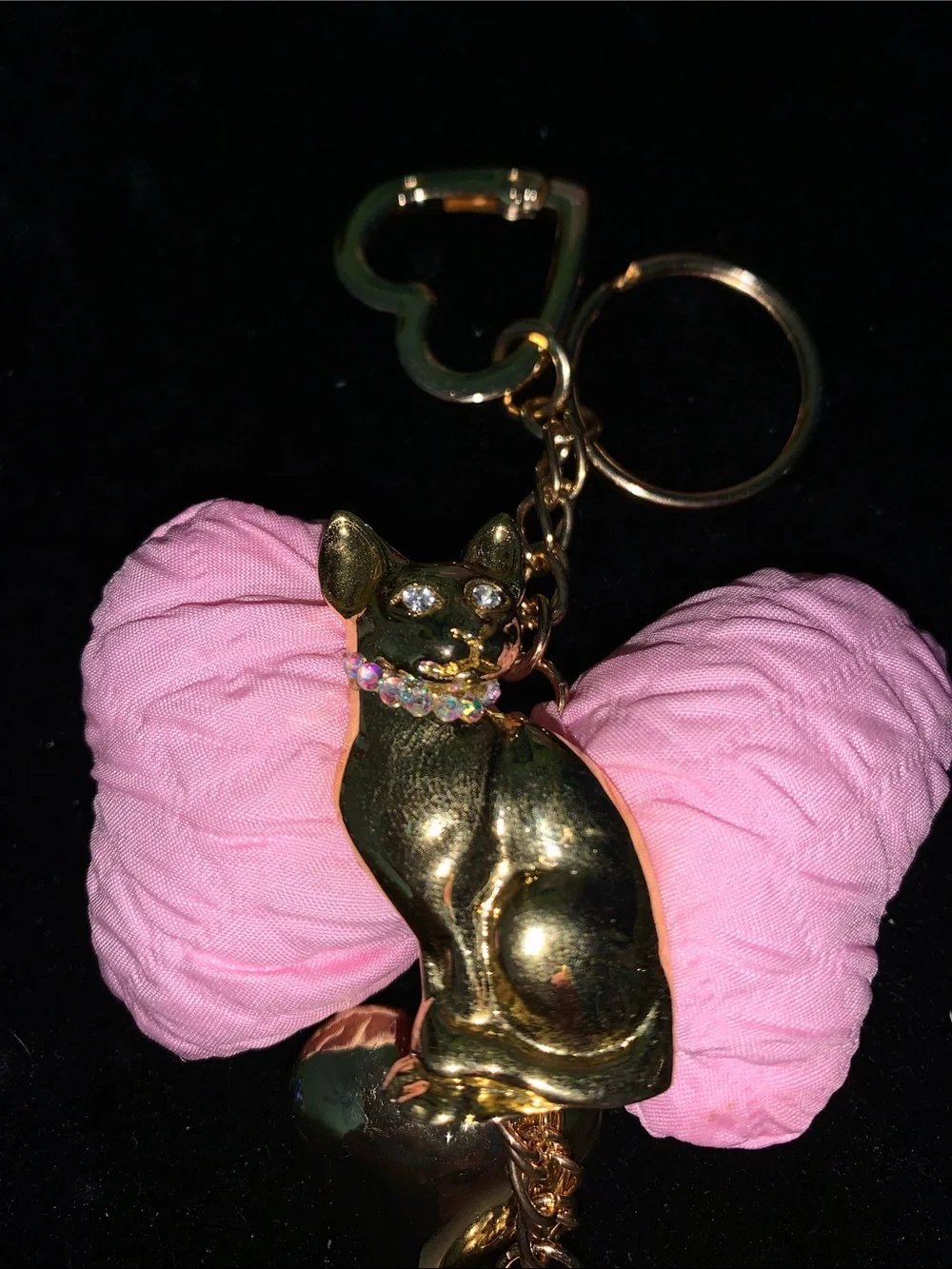 Handmade Cat Bow purse/bag charm keychain with heart and tassel
